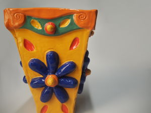 In the Kitsch/en' - Flowering, 2024, Fine white stoneware, underglaze and glaze