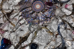 Golshan series from All My Broken Pieces, 2024, Melted glass, gouache and ink on canvas paper