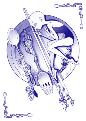 Chopsticks, Spoon and Fork, 2024, Digital