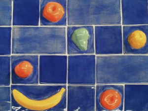 Abigail Jarvis, Domestic Harvest, Fruiting Futures. Ceramics, glass, and found objects.