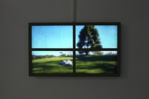 Chenel Li, Let It Wash Away (Two-channel video installation; dual screens in custom timber frame; curtain rail installation; audio via headphones and speaker; fragrance), 2025