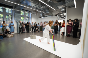 Courtney Gatt, Anything But Childish, 2025, Crayon, Titanium, Wood, Cement, Paper. 