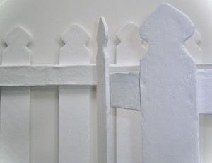 Perimeter [verb], 2025. Wire, paper clay, plaster, paint. 