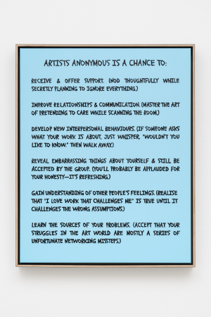 ARTISTS ANONYMOUS IS A CHANCE TO:', 2025 Acrylic on linen, 75 x 60 cm