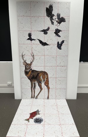 Molly Bible, Herd, Acrylic on PVC tile, 2025