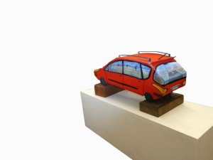 Xanthe Kibble, Cardboard car in a void, cardboard, printer paper, MDF, cardboard